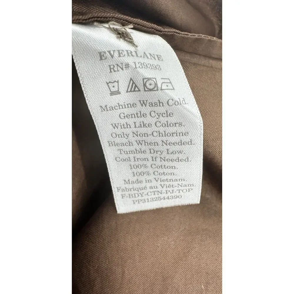 Everlane Boxy Button Front Shirt XS Brown 100% Cotton Oversized Long Sleeve NWT - Picture 8 of 8